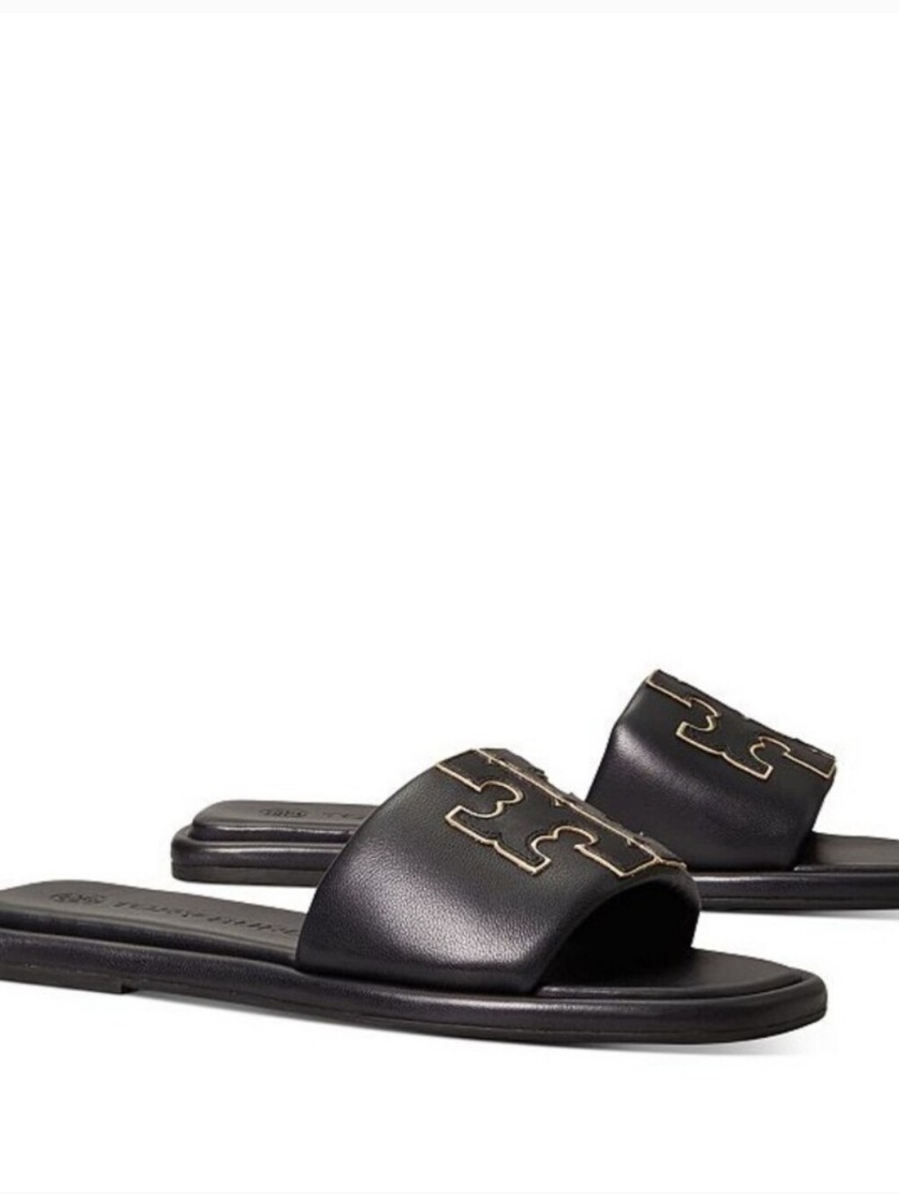 Tory Burch Double T Sport Slides Sandals Black Size 7